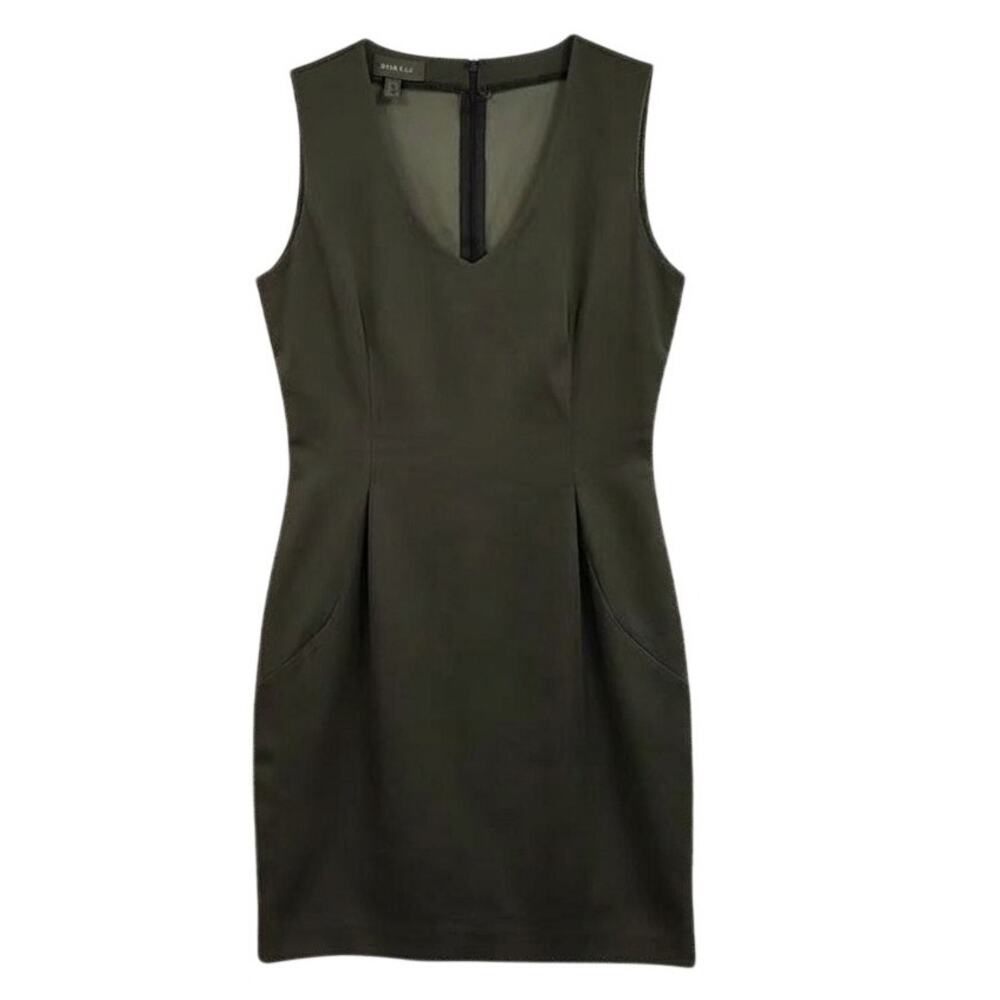 MNG SUITS Sleeveless Sheath Dress Black Shimmer V Neck Side Slits Size 6